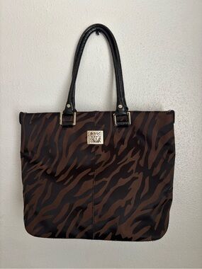 Anne Klein Brown and Black Zebra-Print Tote